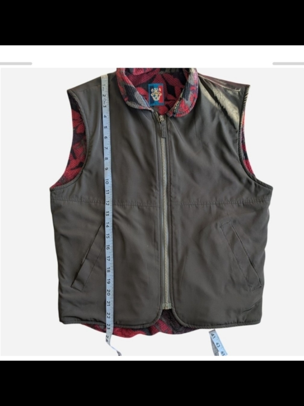Sunic Brown Men's Zip Vest with Patterned Collar - Picture 5 of 10